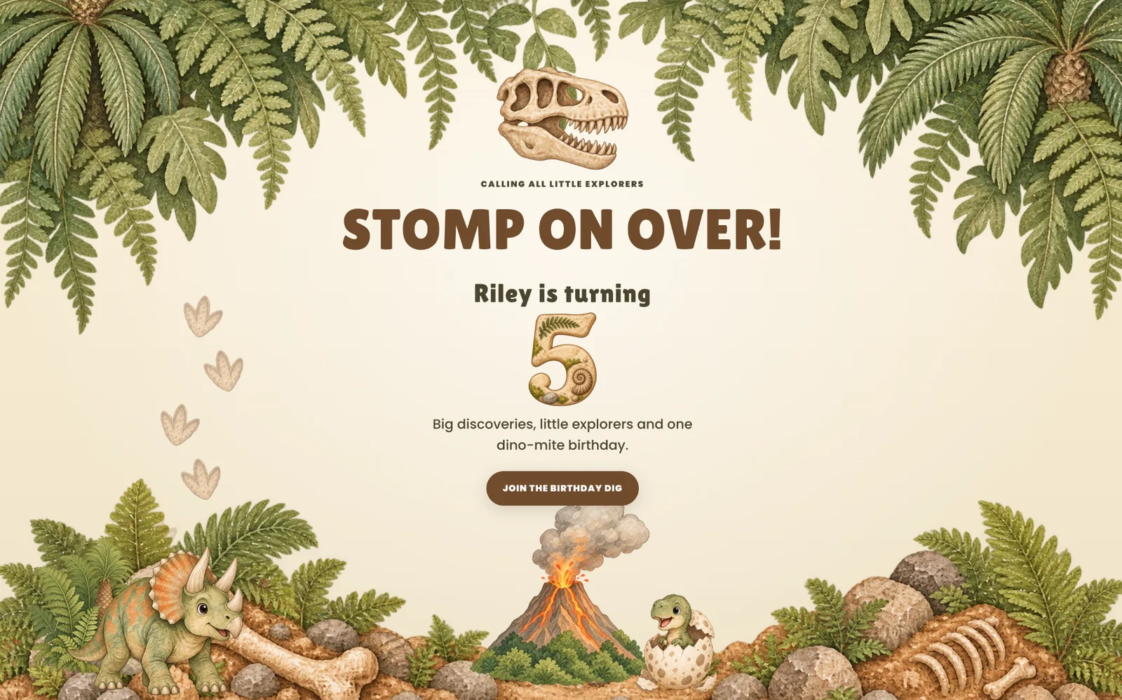 Dinosaur Dig invitation